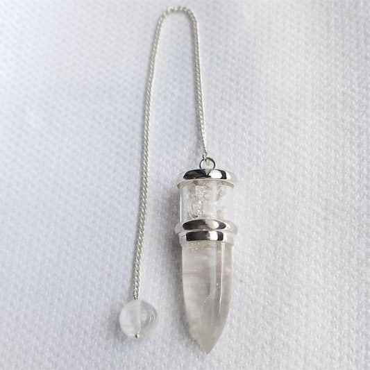 Quartz & Herkimer Diamond Pendulum w/ Sterling Silver Chain-Nature's Treasures