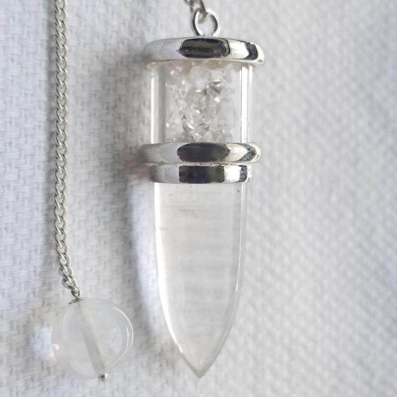 Quartz & Herkimer Pendulum - Sterling Silver || .925 Sterling Silver-Nature's Treasures