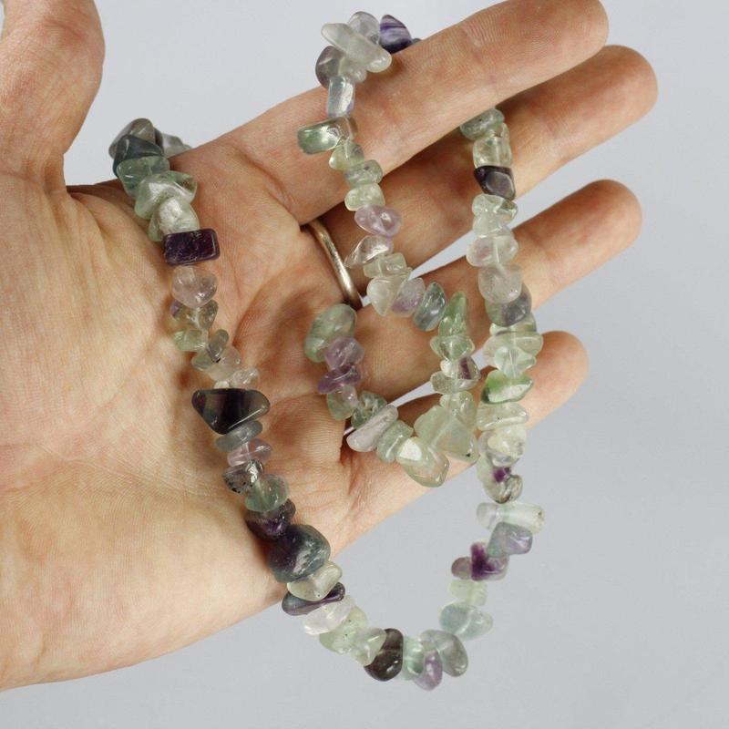 Rainbow Fluorite Chunky Chip Adjustable Choker Necklace-Nature's Treasures