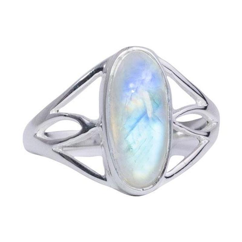 Rainbow Moonstone Candy Ring || .925 Sterling Silver-Nature's Treasures