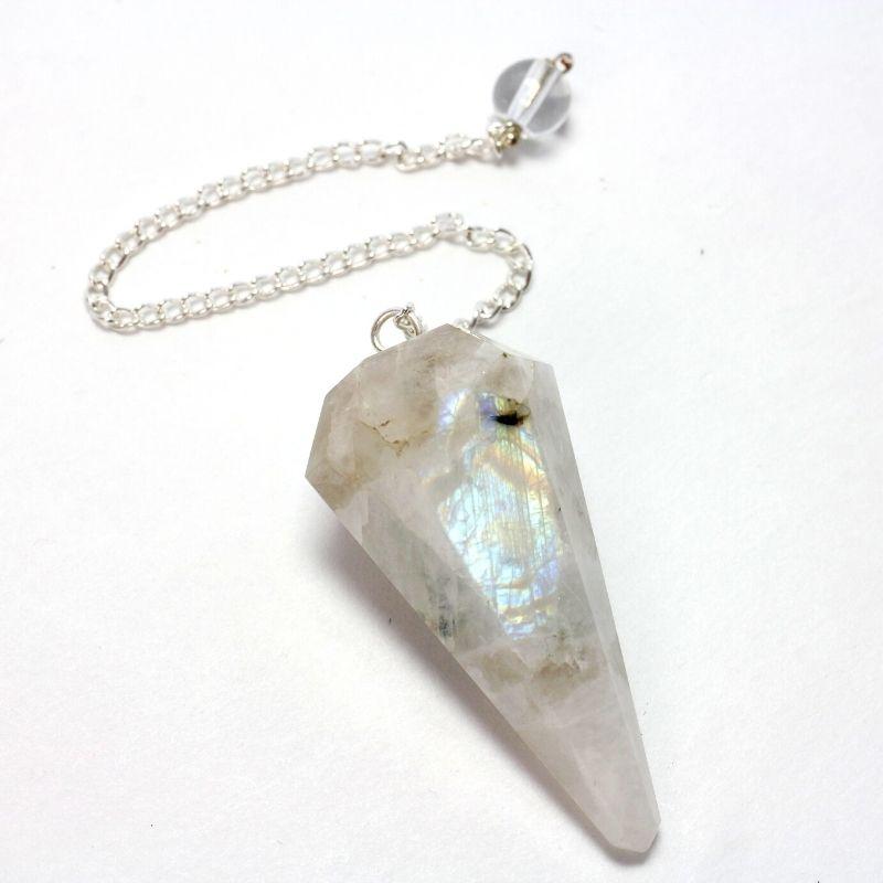Rainbow Moonstone Crystal Point Healing Necklace – Catching Wildflowers