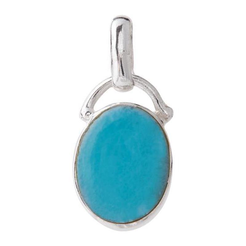 Reversible Oval Blue And Pink Larimar Pendant || .925 Sterling Silver-Nature's Treasures