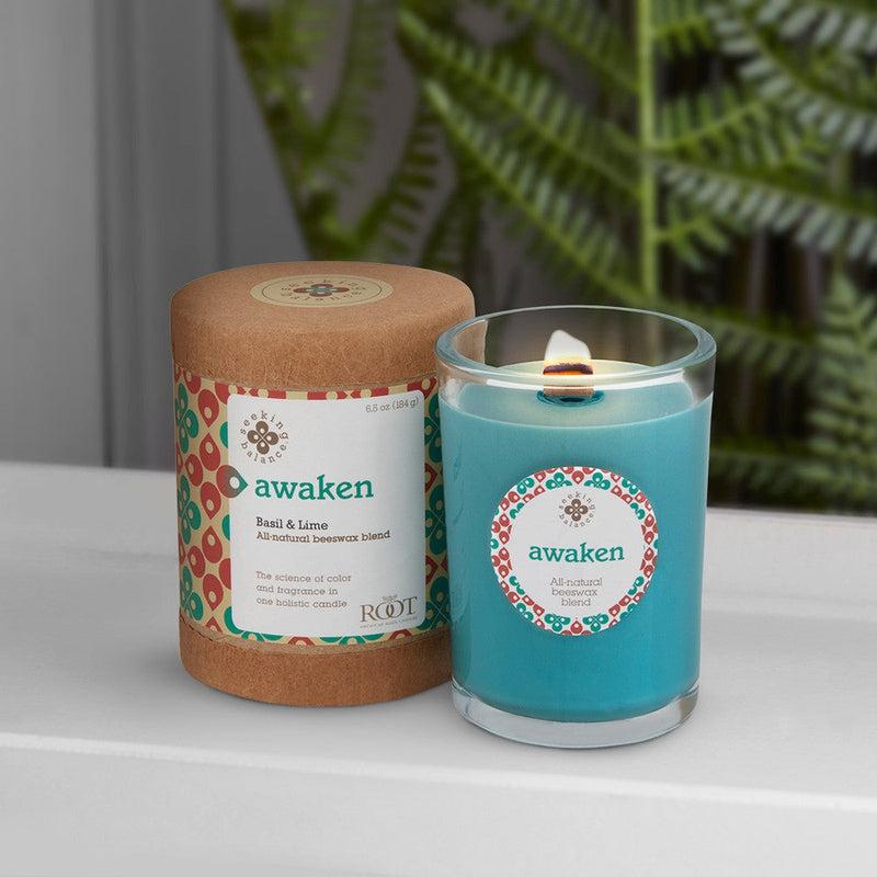 Root Candles Seeking Balance Spa Collection || Awaken - Basil & Lime-Nature's Treasures