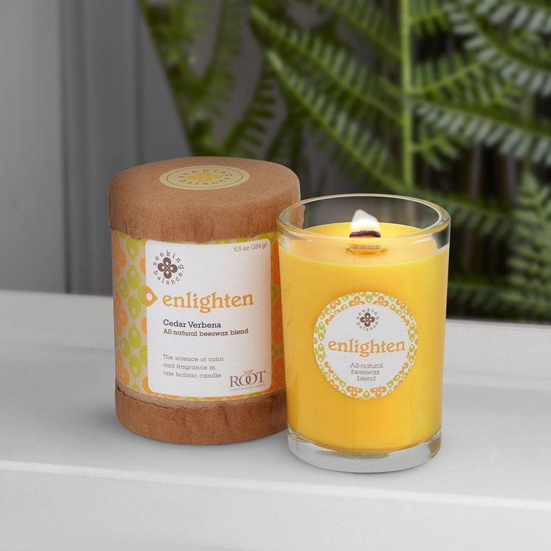 Root Candles Seeking Balance Spa Collection || Enlighten - Cedar Verbena-Nature's Treasures
