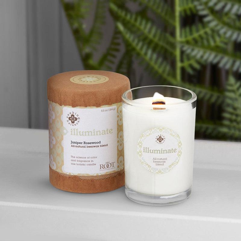 Root Candles Seeking Balance Spa Collection || Illuminate - Juniper Rosewood-Nature's Treasures