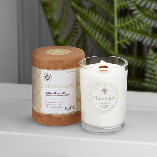 Root Candles Seeking Balance Spa Collection || Illuminate - Juniper Rosewood-Nature's Treasures