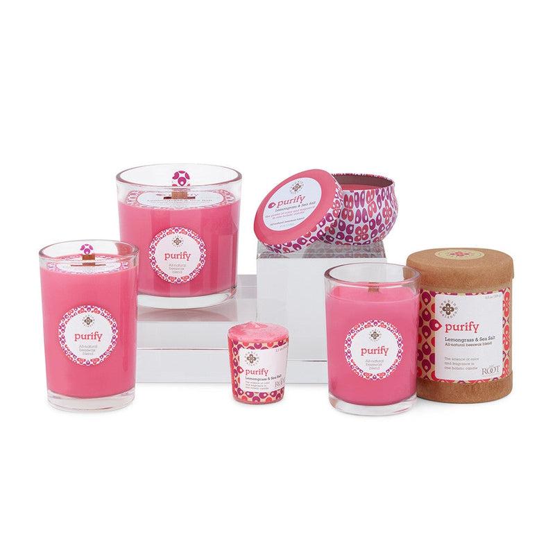 Root Candles Seeking Balance Spa Collection || Purify - Lemongrass & Sea Salt-Nature's Treasures