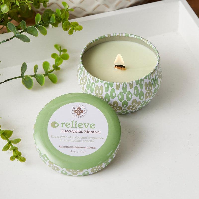 Root Candles Seeking Balance Spa Collection || Relieve - Eucalyptus Menthol-Nature's Treasures