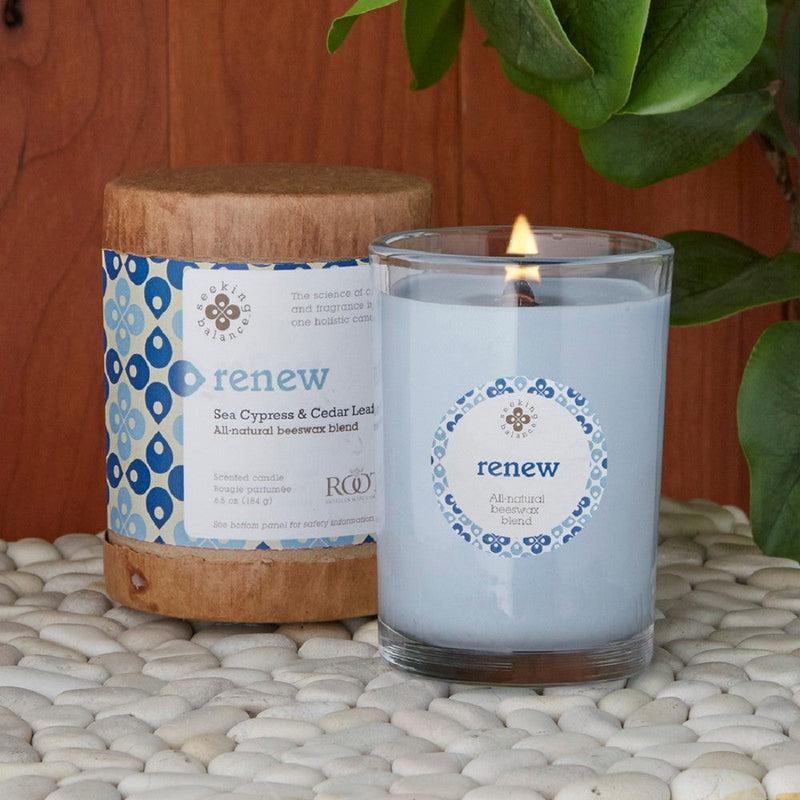 Root Candles Seeking Balance Spa Collection || Renew - Seaside Cypress and Cedar Leaf-Nature's Treasures