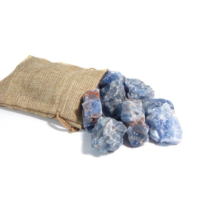 Rough Blue Calcite in Burlap Bag 6oz-Nature's Treasures