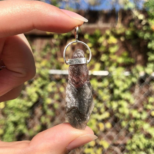 Rough Cacoxenite Pendant from Brazil || .925 Sterling Silver-Nature's Treasures