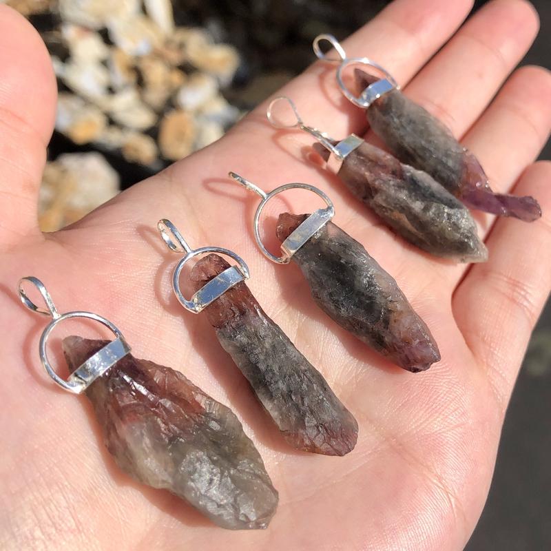 Rough Cacoxenite Pendant from Brazil || .925 Sterling Silver-Nature's Treasures