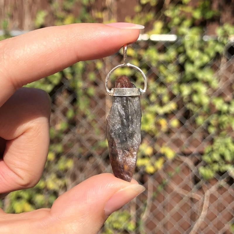 Rough Cacoxenite Pendant from Brazil || .925 Sterling Silver-Nature's Treasures