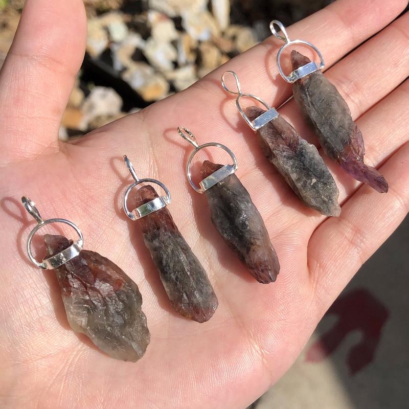 Rough Cacoxenite Pendant from Brazil || .925 Sterling Silver-Nature's Treasures