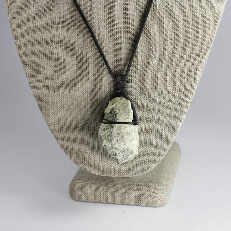 Rough Fuchsite On Cord Necklace