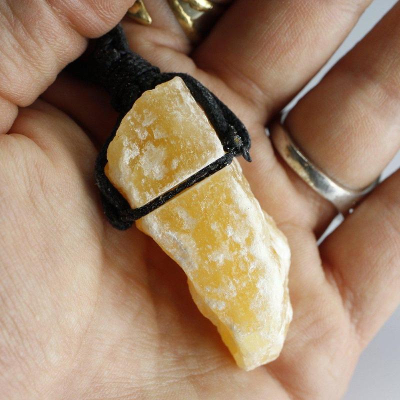 Rough Orange Calcite On Cord Necklace-Nature's Treasures