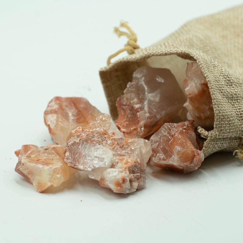 Rough Red Calcite in Burlap Bag 6oz-Nature's Treasures