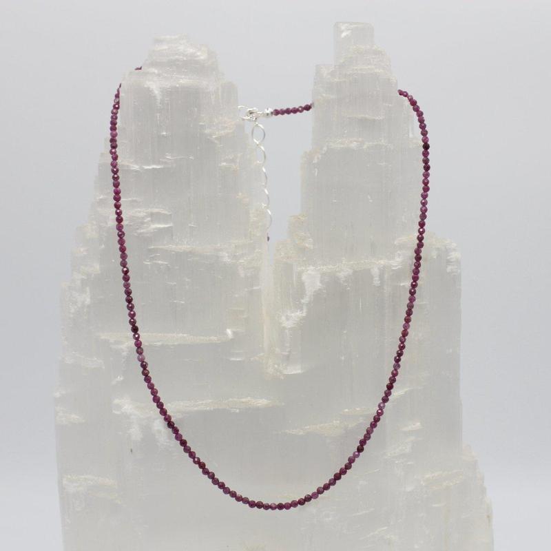Ruby Dainty Faceted Necklace || .925 Sterling Silver-Nature's Treasures