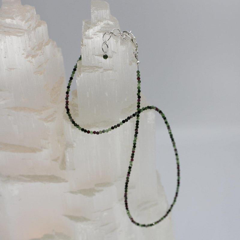 Ruby in Zoisite Dainty Faceted Necklace || .925 Sterling Silver-Nature's Treasures