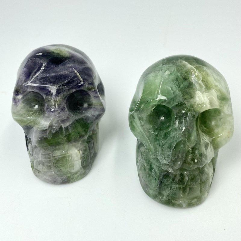 Polished Fluorite Skull Carvings || Brazil