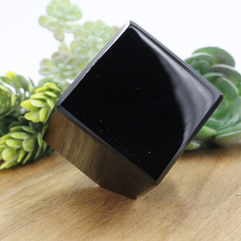 SHOW PRODUCT: Polished Small Black Obsidian Glass Cube Carvings-Nature's Treasures