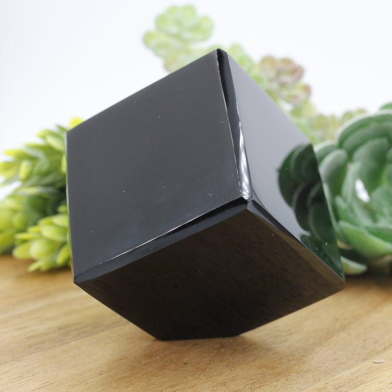 SHOW PRODUCT: Polished Small Black Obsidian Glass Cube Carvings-Nature's Treasures