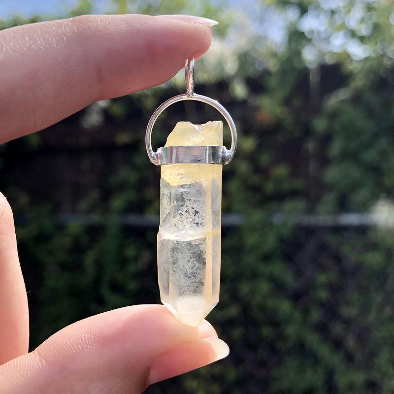SHOW PRODUCT- Rough Golden Lemurian Quartz Pendants|| .925 Sterling Silver-Nature's Treasures