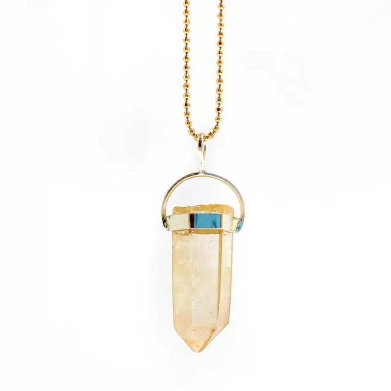 SHOW PRODUCT- Rough Golden Lemurian Quartz Pendants|| .925 Sterling Silver-Nature's Treasures