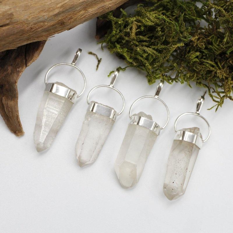 SHOW PRODUCT- Rough Lemurian Seed Quartz Point Pendant || .925 Sterling Silver \-Nature's Treasures