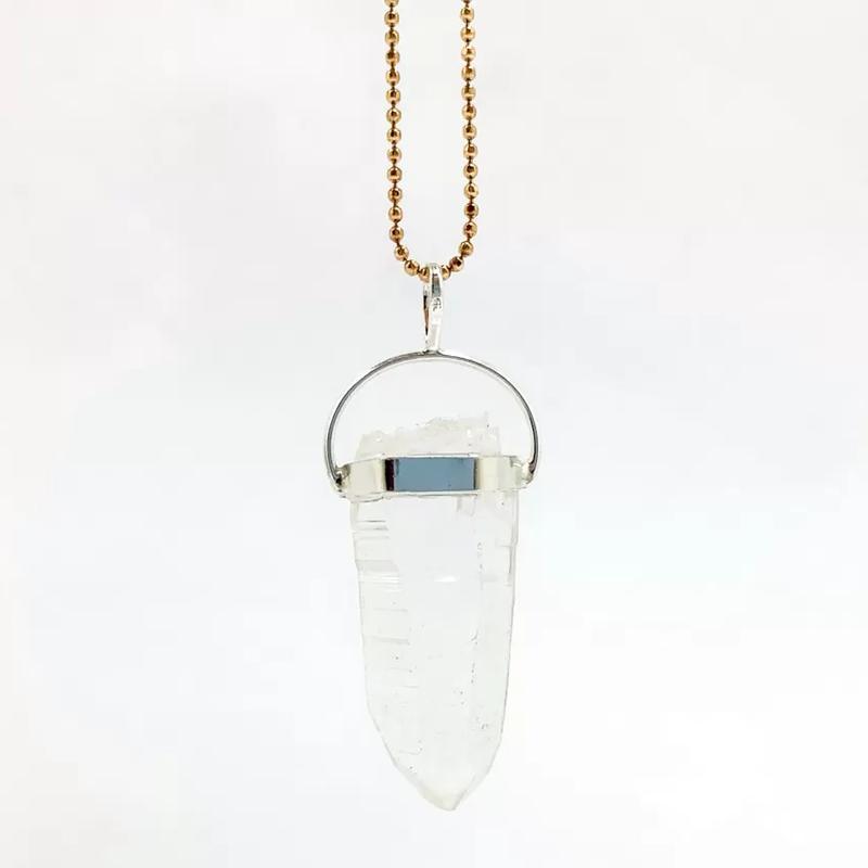 SHOW PRODUCT- Rough Lemurian Seed Quartz Point Pendant || .925 Sterling Silver \-Nature's Treasures