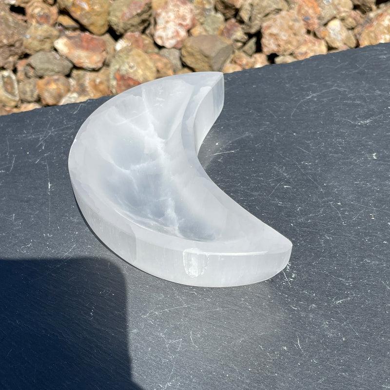 Selenite Satin Spar Crystal Moon Bowls || Morocco-Nature's Treasures