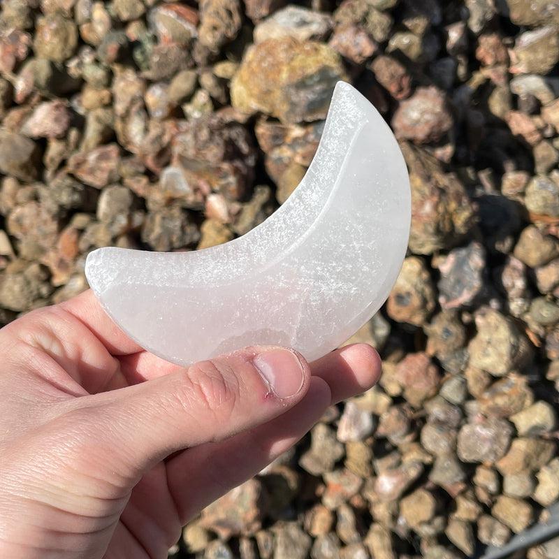Selenite Satin Spar Crystal Moon Bowls || Morocco-Nature's Treasures