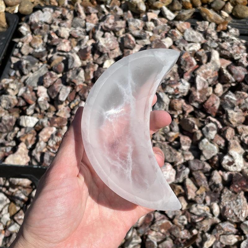 Selenite Satin Spar Crystal Moon Bowls || Morocco-Nature's Treasures
