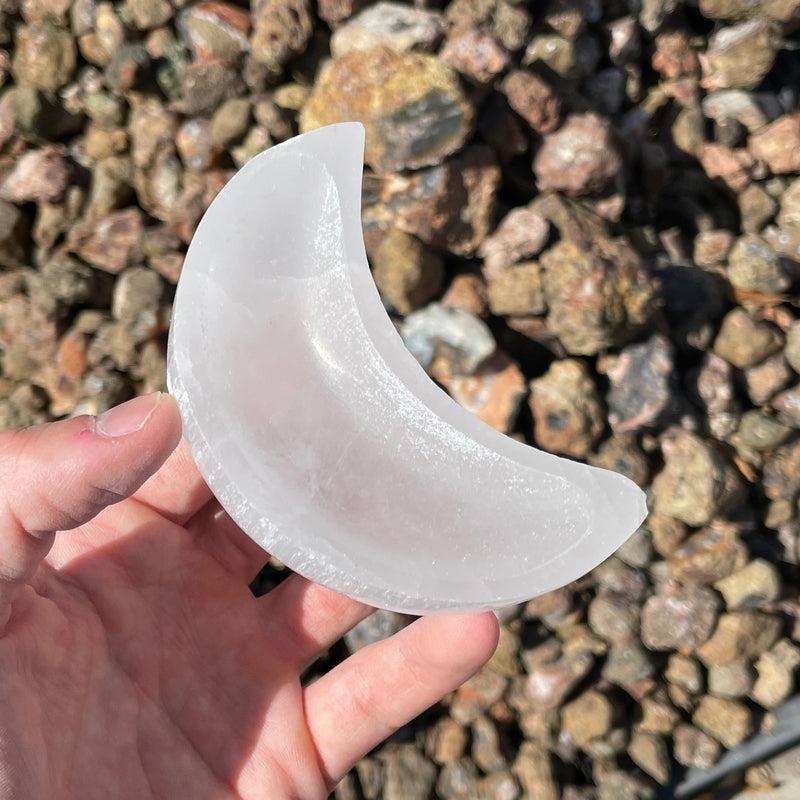 Selenite Satin Spar Crystal Moon Bowls || Morocco-Nature's Treasures