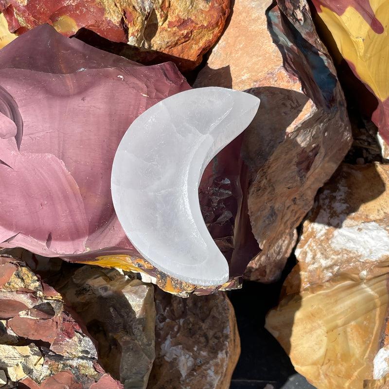 Selenite Satin Spar Crystal Moon Bowls || Morocco-Nature's Treasures