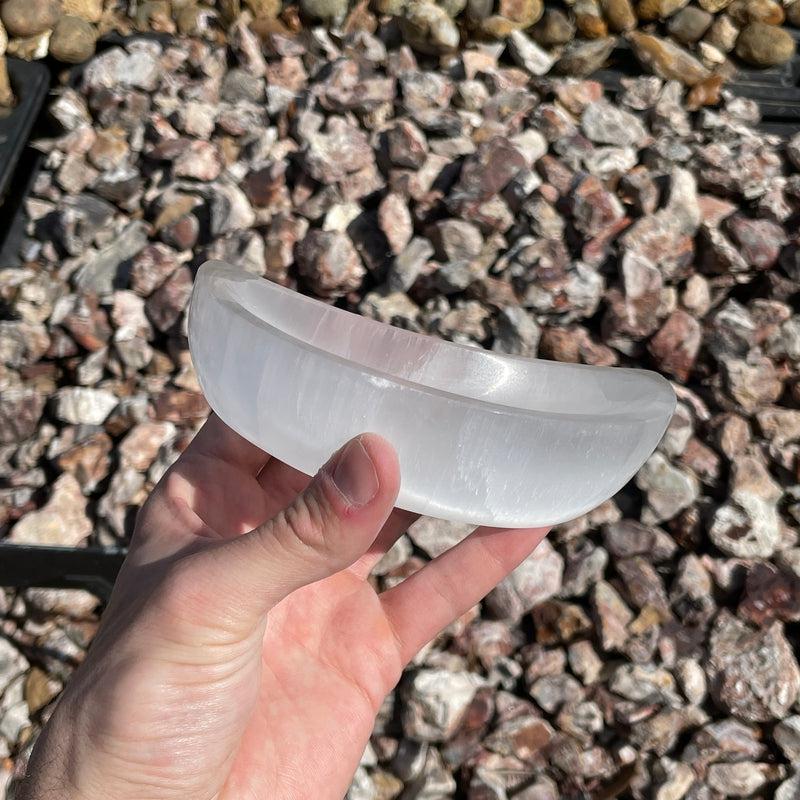 Selenite Satin Spar Crystal Moon Bowls || Morocco-Nature's Treasures