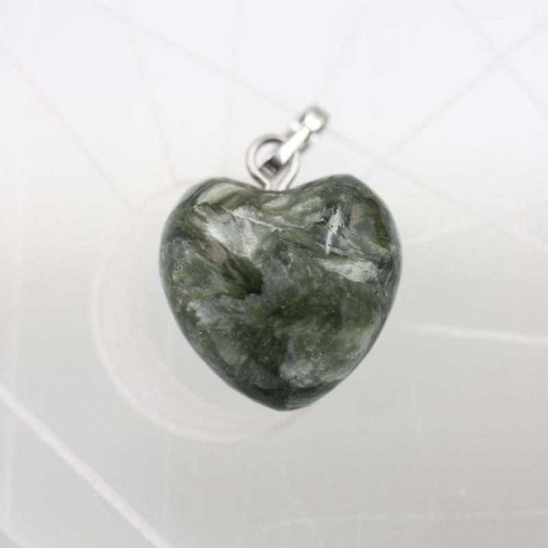 Seraphinite Heart Pendant Lake Baikal, Siberia || .925 Sterling Silver-Nature's Treasures