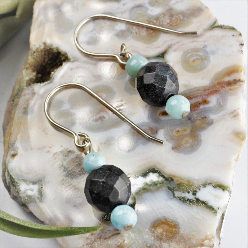 Shamanite and Larimar Earrings-Nature's Treasures