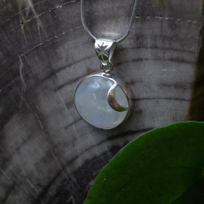 Shooting Star Rainbow Moonstone Pendant || .925 Sterling Silver-Nature's Treasures