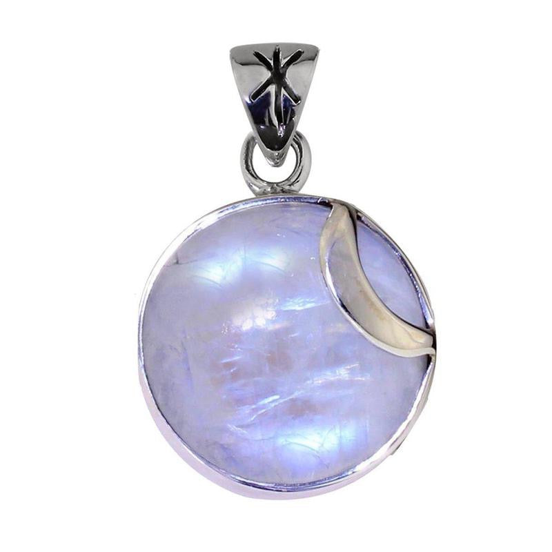 Shooting Star Rainbow Moonstone Pendant || .925 Sterling Silver-Nature's Treasures