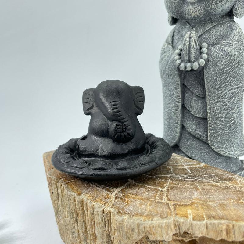 Show Product: Black Ganesha Clay Incense Holder-Nature's Treasures