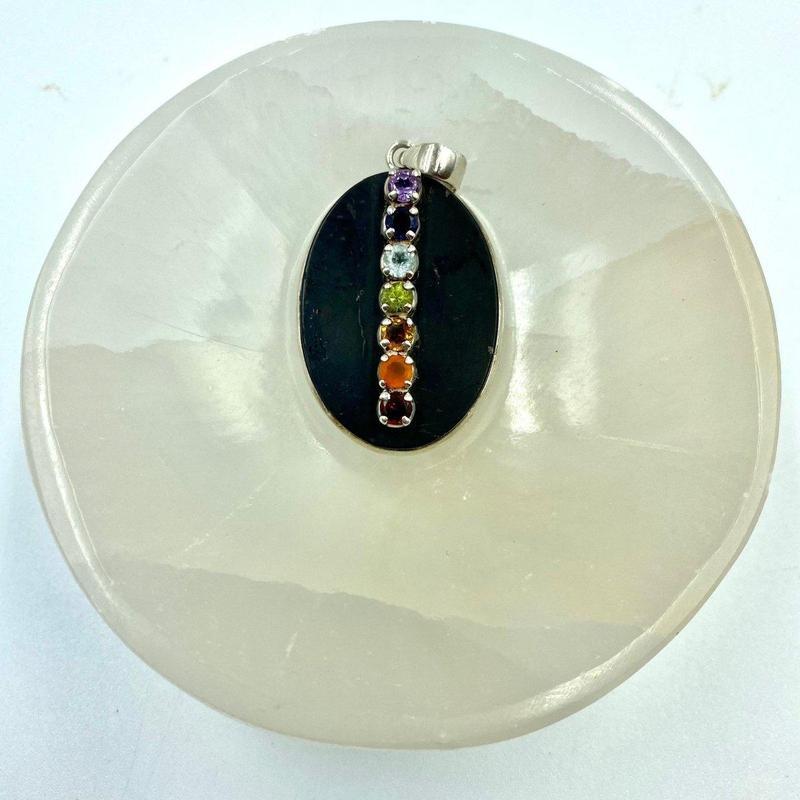 Shungite Oval Chakra Crystal Pendant || .925 Sterling Silver-Nature's Treasures