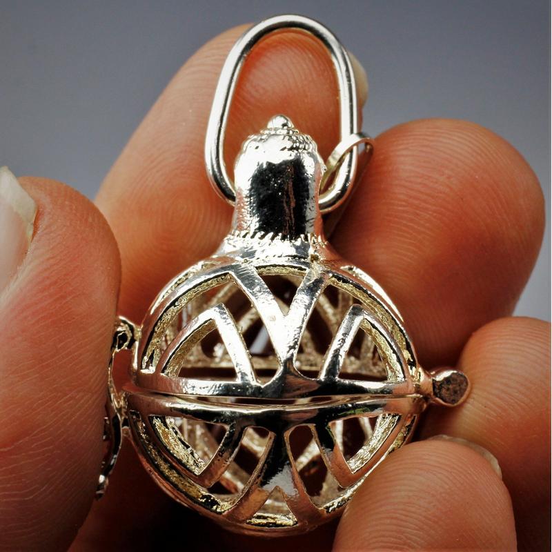 Silver Om Crystal Cage Pendant - Essential Oil Diffusing Locket