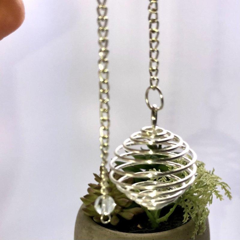 Silver Spiral Cage Pendulum-Nature's Treasures