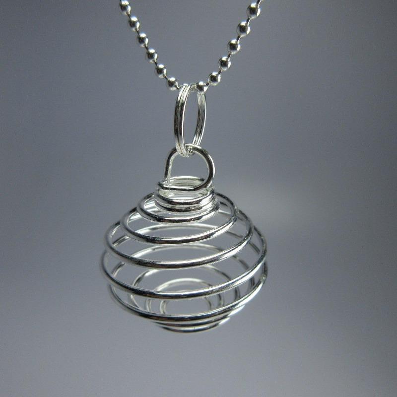 Silver Spiral Crystal Cage Pendant-Nature's Treasures