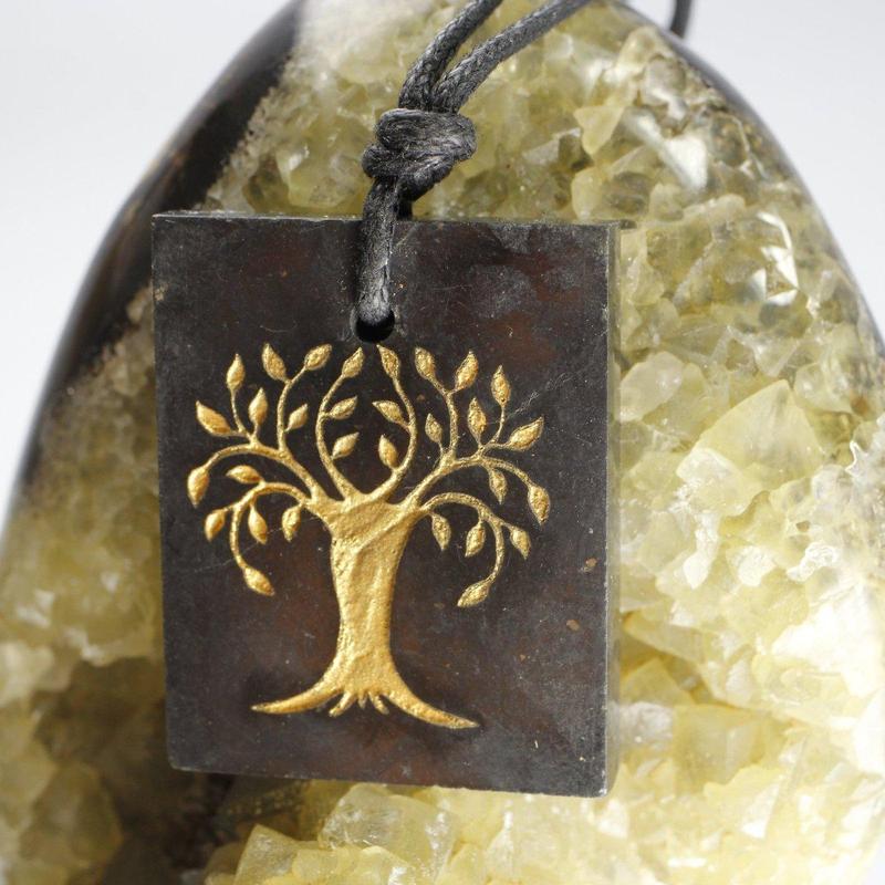 Square Shungite Pendant - Tree Of Life-Nature's Treasures