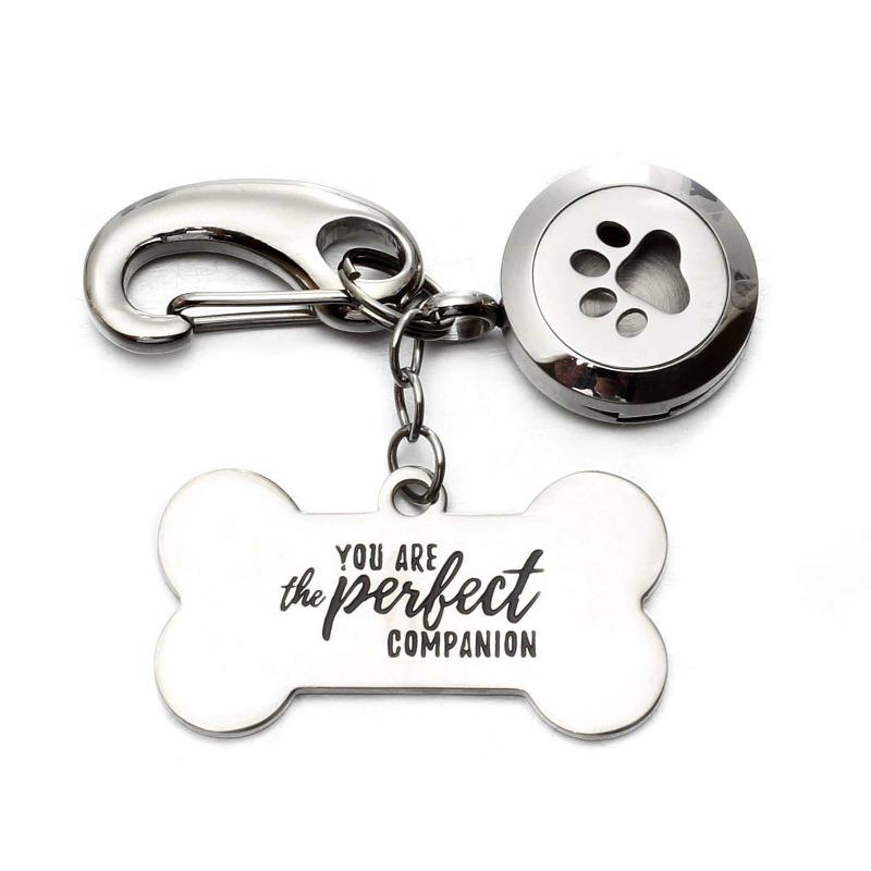 Stainless Steel Aromatherapy Dog Tag Clip Key Chain, Perfect
