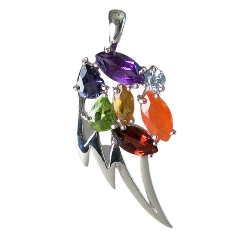 Street Angel - 7 Chakra Angel Wing Pendant Sterling Silver || .925 Sterling Silver-Nature's Treasures