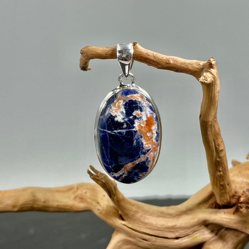 Sunset Sodalite Oval Pendant | .925 Sterling Silver-Nature's Treasures