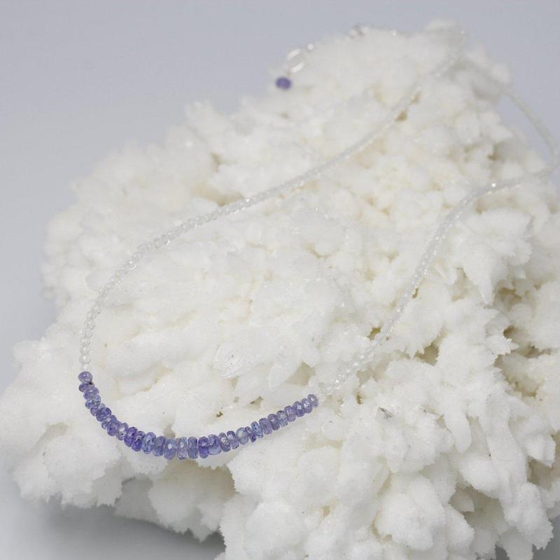 Tanzanite & White Topaz Dainty Faceted Necklace || .925 Sterling Silver-Nature's Treasures